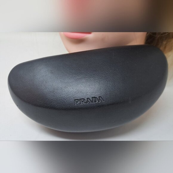 Prada Sunglasses Shield Rimless Oversized Wrap Tinted Black Logo Y2K SPR 16H - Picture 7 of 16